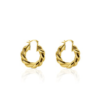 Load image into Gallery viewer, Chunky Twisted Gold Hoops