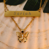 Custom Engraved Necklace + Butterfly