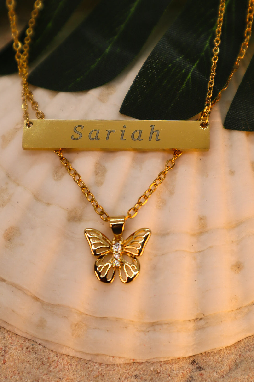 Custom Engraved Necklace + Butterfly