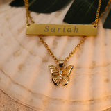 Custom Engraved Necklace + Butterfly