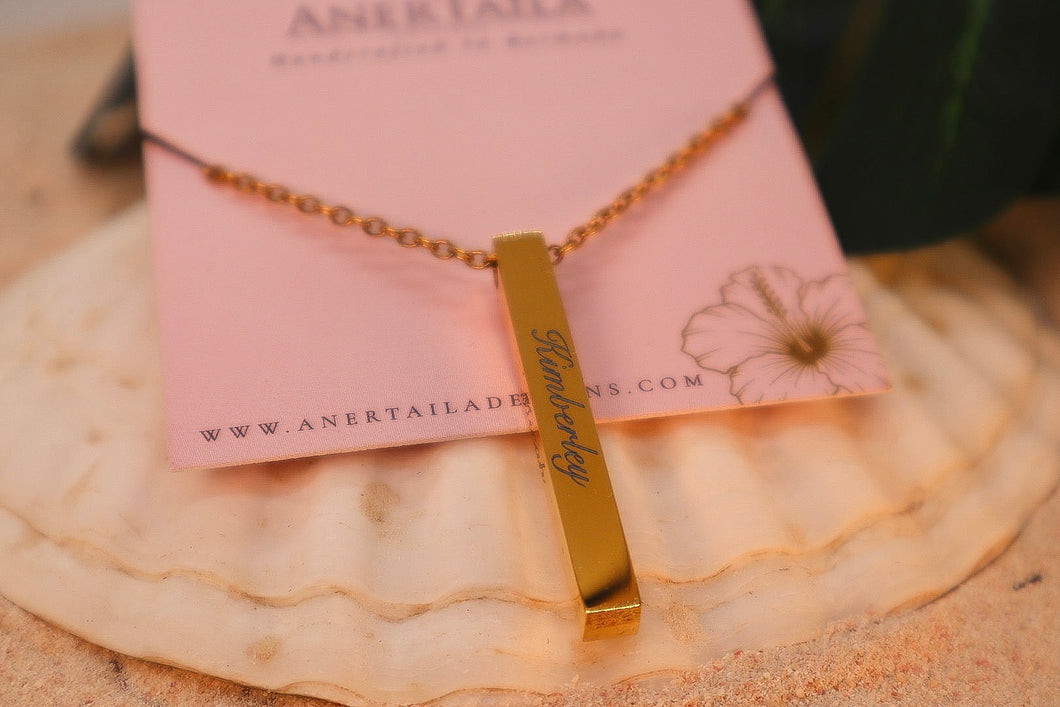 Custom Engraved Vertical Bar Necklace