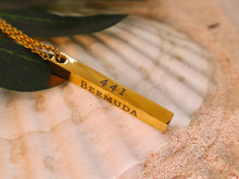 Load image into Gallery viewer, Engraved Bermuda Vertical Bar Necklace
