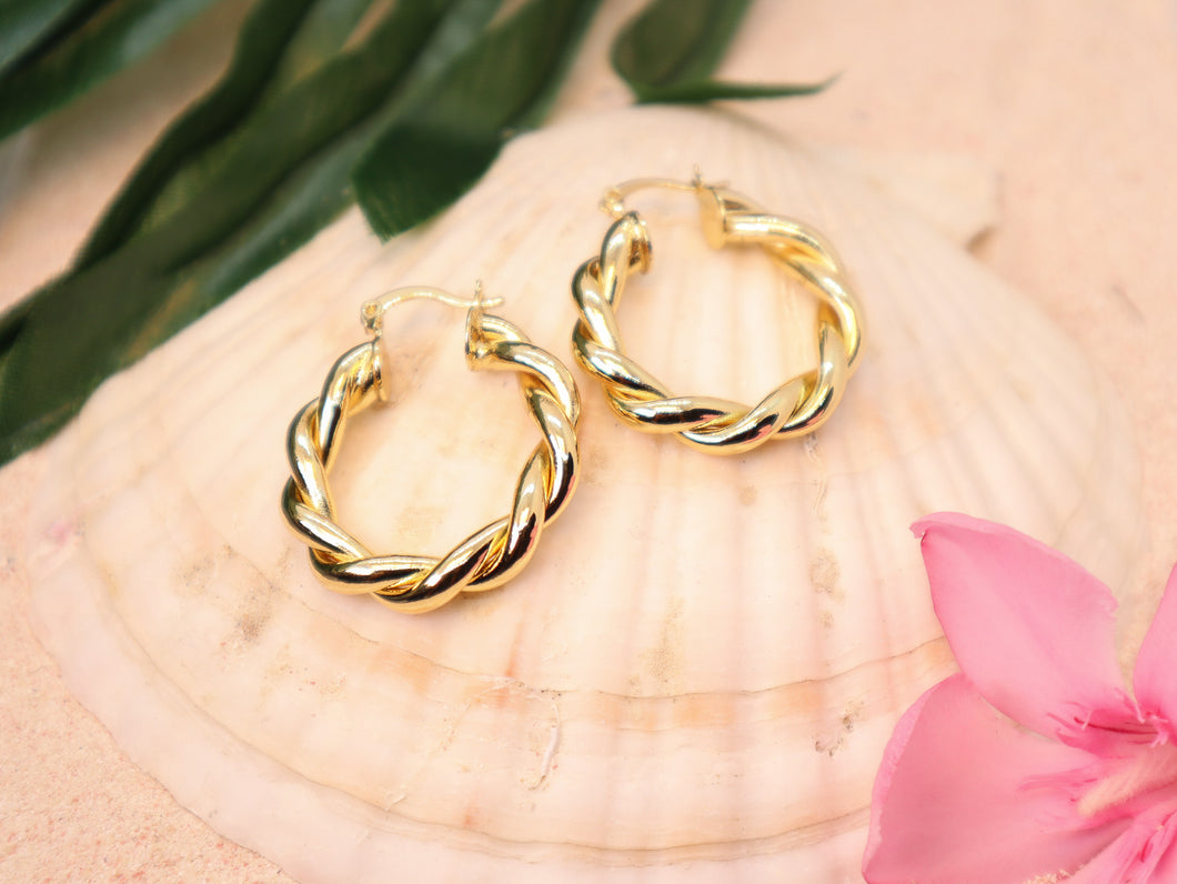 Chunky Twisted Gold Hoops