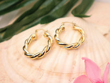 Load image into Gallery viewer, Chunky Twisted Gold Hoops
