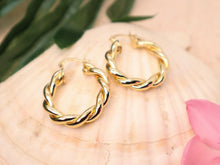 Load image into Gallery viewer, Chunky Twisted Gold Hoops
