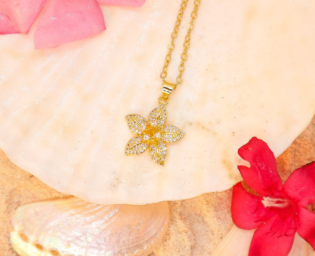 Gold Hibiscus Necklace