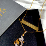 Custom Engraved Necklace + Iced Dragon