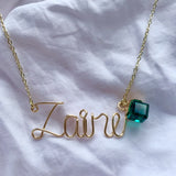 Square Birthstone Necklace